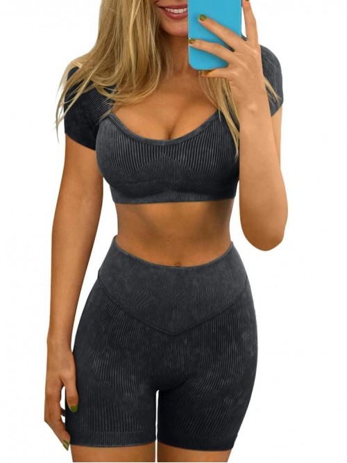 Women Workout 2 Piece Set Seamless High Waist Spor...