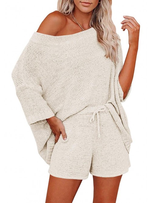 Women's 2 Piece Outfits Sweater Set Off Shoulder K...