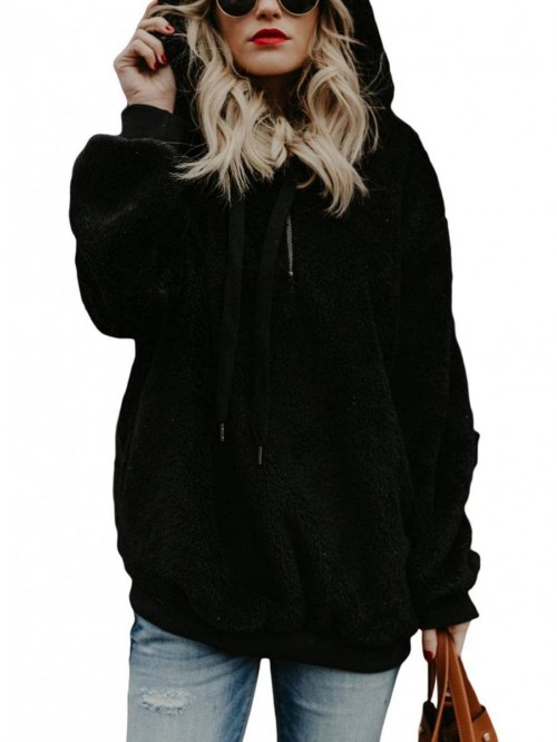 Fuzzy Hoodies Pullover Oversized Hoodie with Pocke...