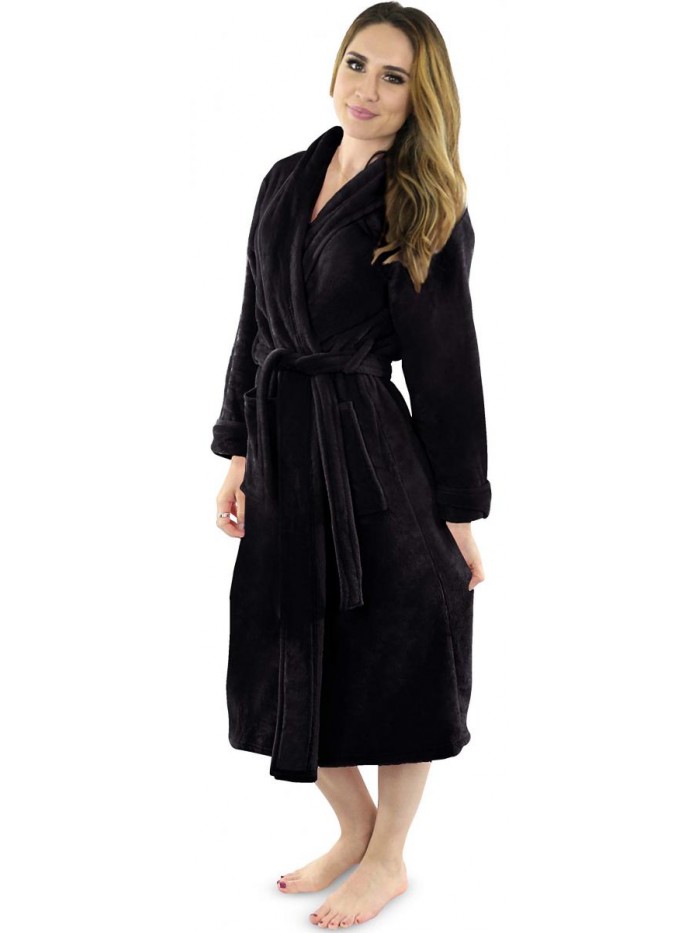 Threads Womens Fleece Bathrobe - Shawl Collar Soft Plush Spa Robe 