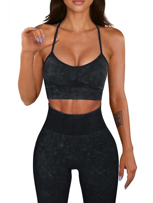 Workout Outfit for Women 2 Piece Seamless Acid Was...