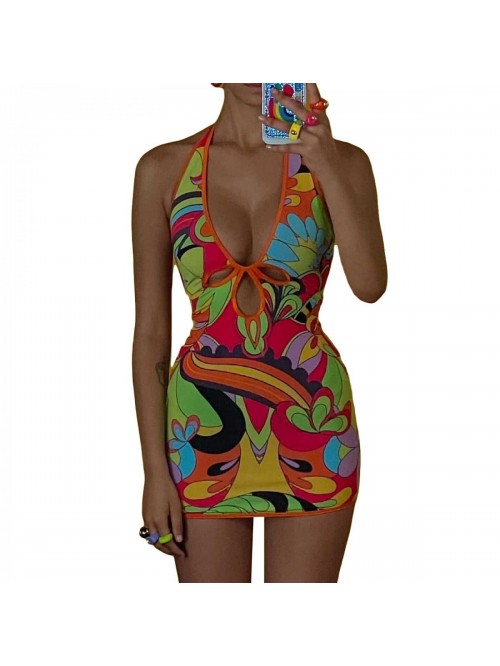 Sexy Halter Tie Dye Two Pieces Sets ,Y2K Fashion O...