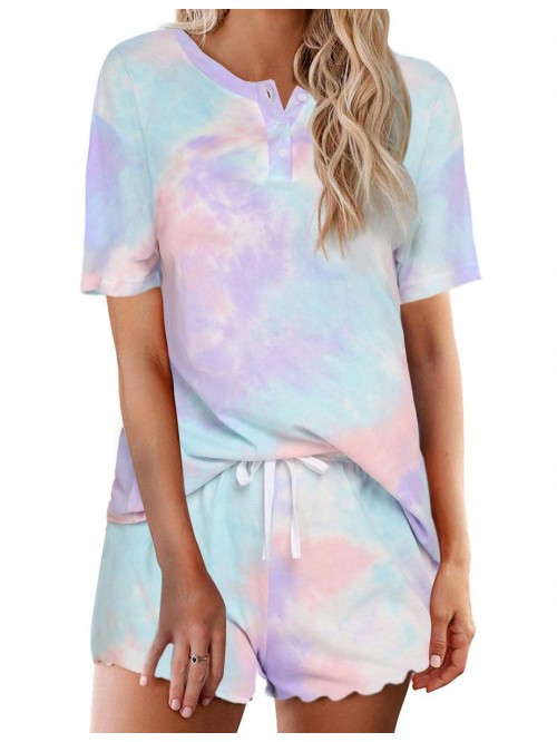 Tie Dye Pajamas Set Womens Loungewear Sleepwear 2 ...