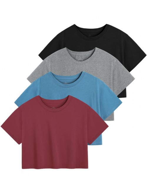 Pyro 4-Pack Women's Cotton Crop T-Shirts Short Sle...