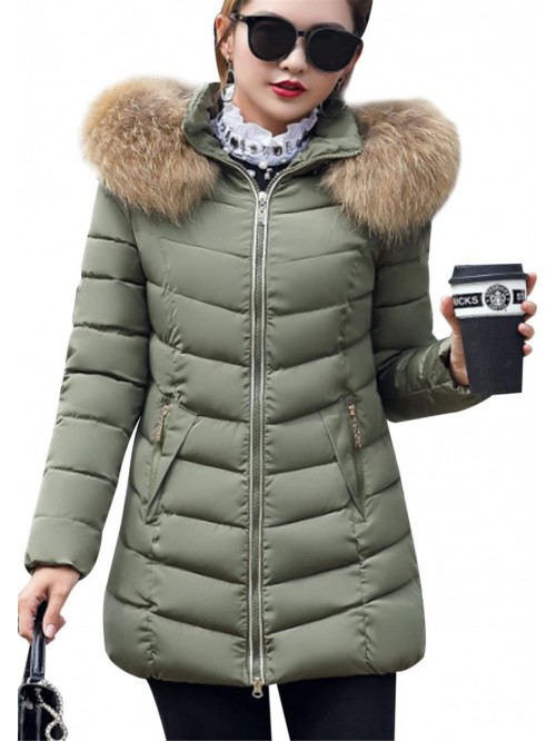 OMZIN Women's Winter Mid Down Coat Puffer Jacket C...