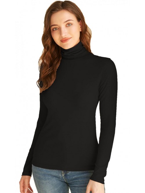 Women Turtleneck Tops Long Sleeve Slim Fit Lightwe...